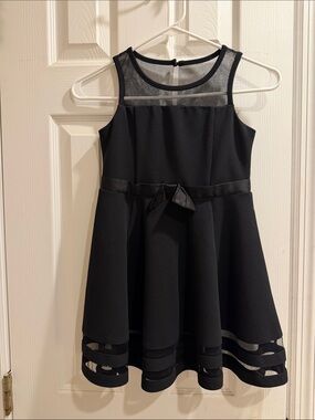 Calvin Klein Black Mesh Trim A-Line Party Dress
